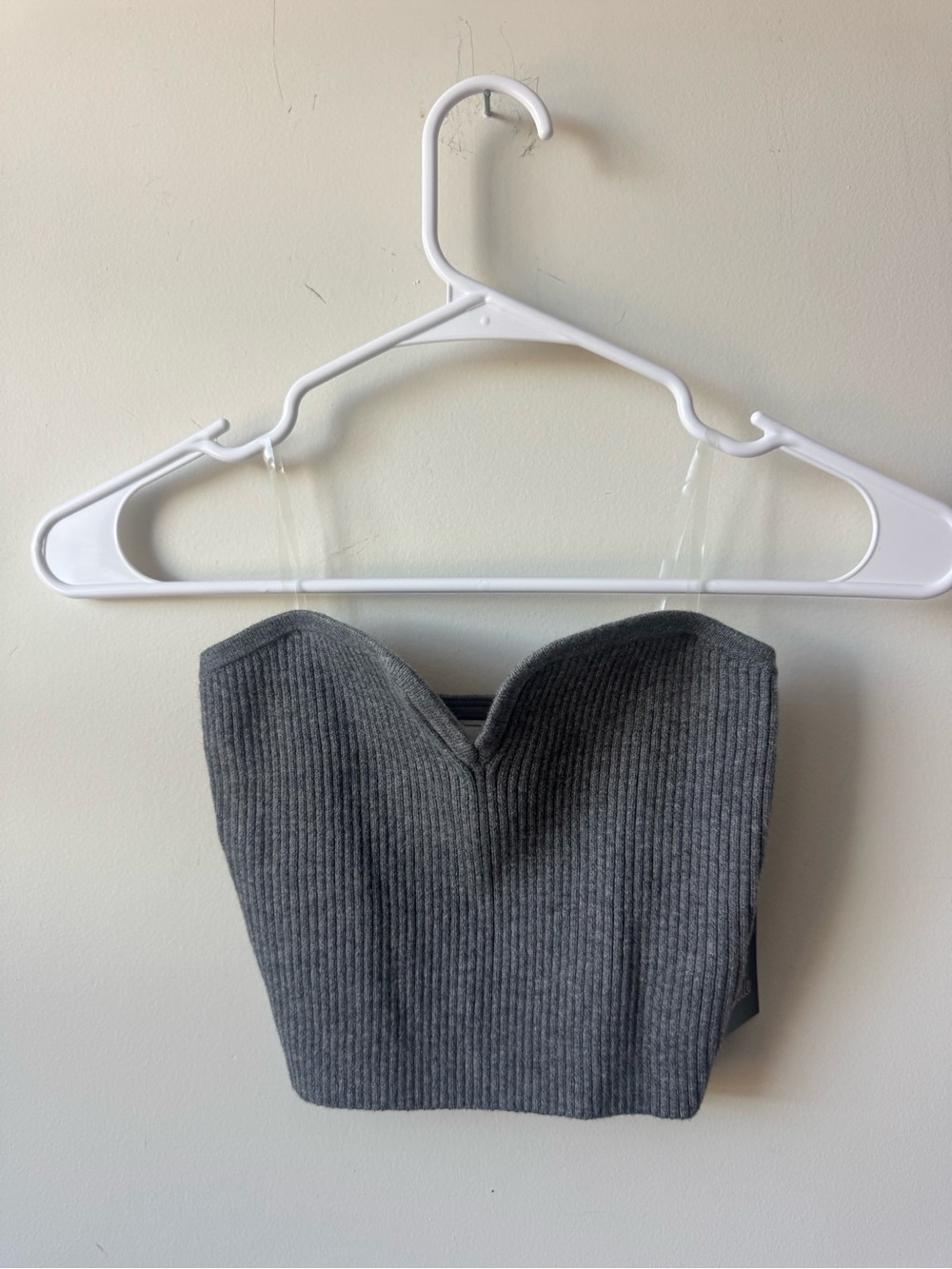 a new day Gray Ribbed Strapless Bustier Crop Top